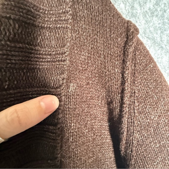 Esprit Y2K Merino Wool Blend Shawl Collar Cardigan Belted Brown M - Picture 13 of 14